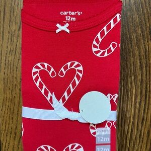 NWT Carter's Christmas or Holiday Red Candy Cane Baby Pajamas